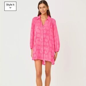 Lilly Pulitzer Women’s Shenzi Flounce Cover-Up Minidress Rousseau Pink Size S